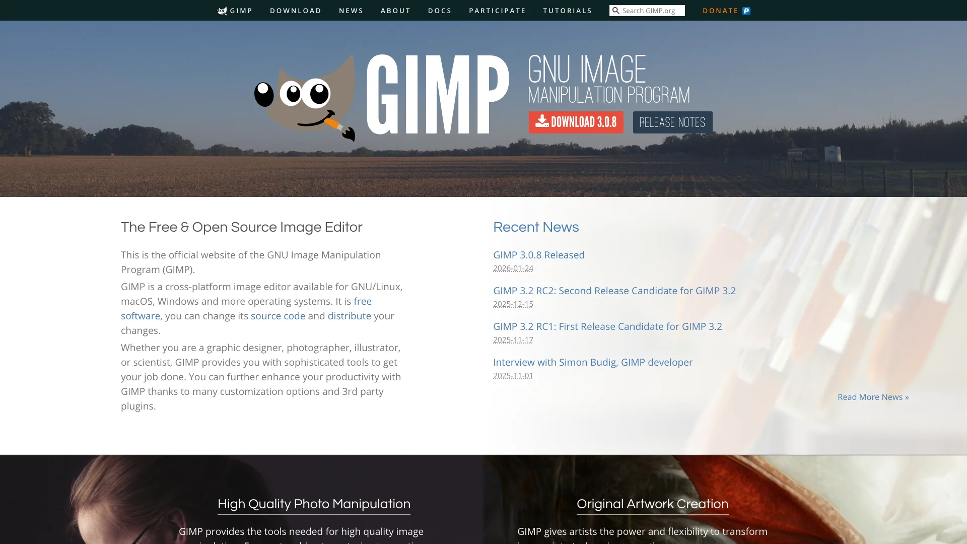 GIMP Landing Page