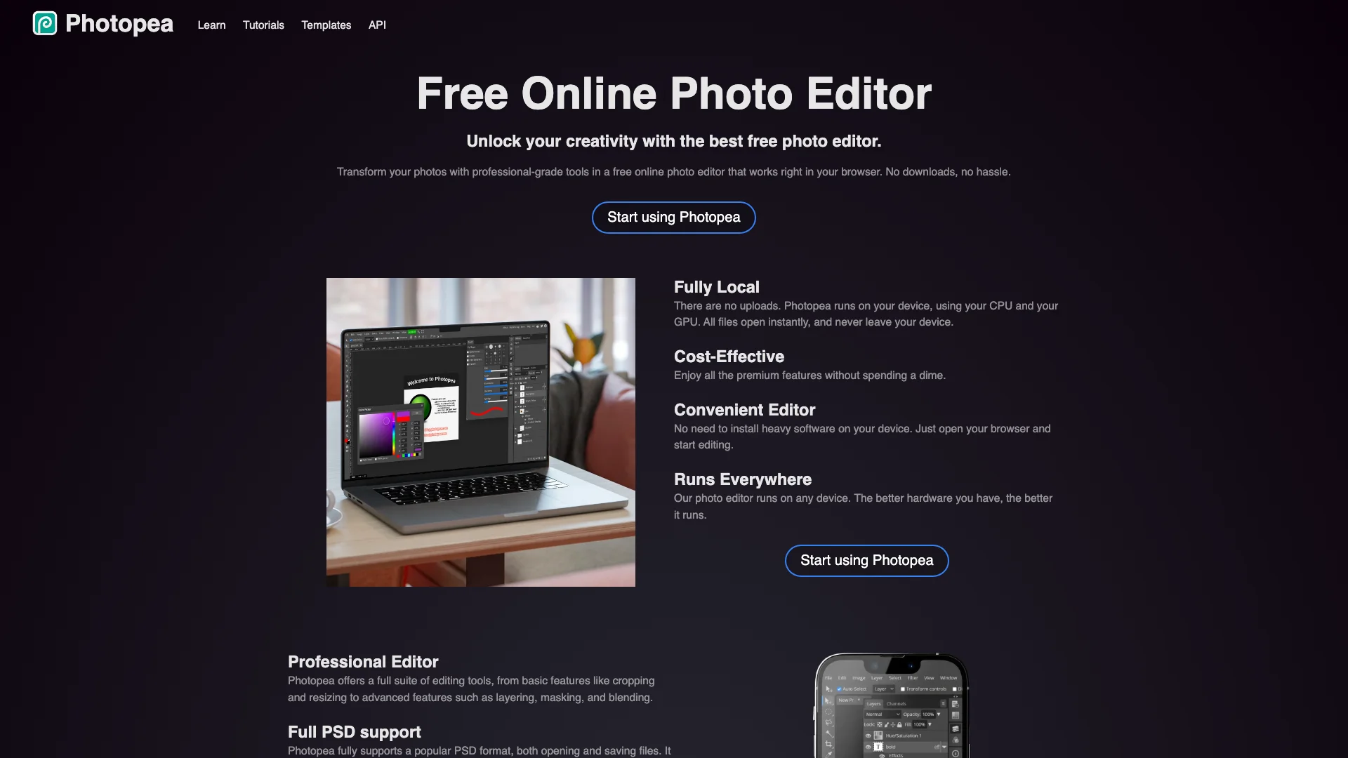 Photopea Landing Page