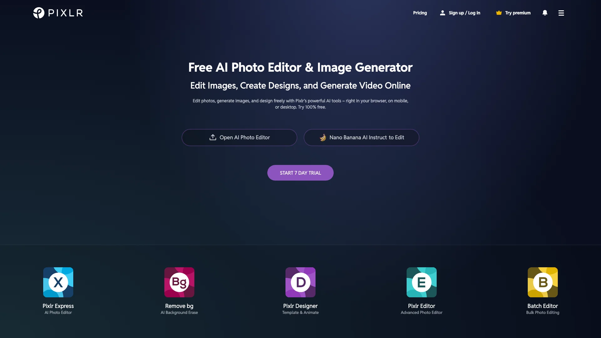 Pixlr Landing Page